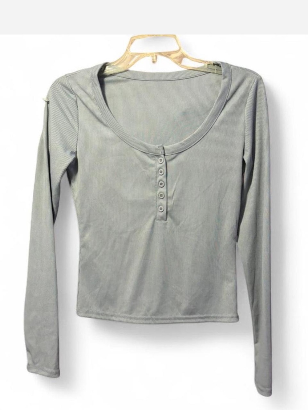 Women’s Long Sleeve Henley Top - Sage Green